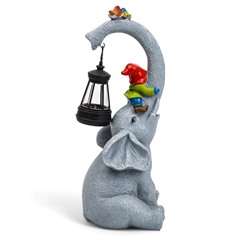 Садовая фигура из полистоуна «Слоник с гномами», 27×10×12 см, с подсветкой