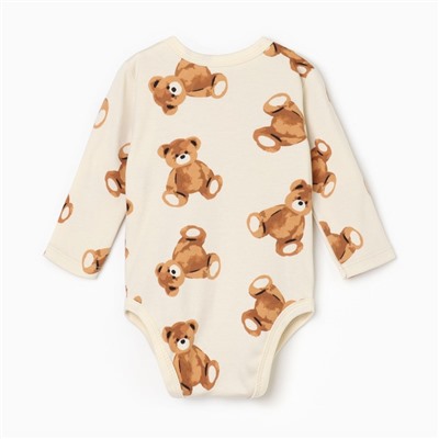 Боди с длинным рукавом «Крошка Я. Медвежата», рост 74-80, бежевый