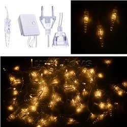 Электрогирлянда-занавес, светодиодная "Сосульки" 3м, 96 ламп, теплый