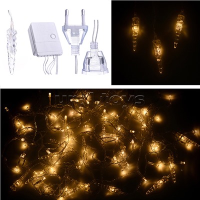 Электрогирлянда-занавес, светодиодная "Сосульки" 3м, 96 ламп, теплый