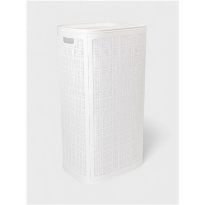 Плетёная корзина для белья с крышкой «Лён», 100 л, 43×32×80 см, белая