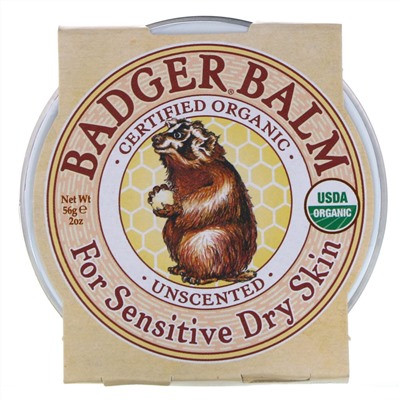 Badger Company, Бальзам Badger, для сухой и чувствительной кожи, без запаха, 2 унции (56 г)