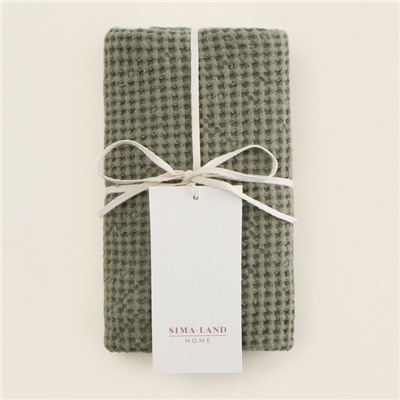 Полотенце вафельное SL HOME: Linen «Олива», 40×70 см, оливковое