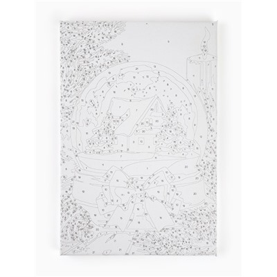 Картина по номерам на новый год на холсте с подрамником и поталью «Снежный шар», 20×30 см