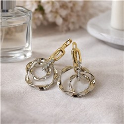 Серьги ювелирная бижутерия Итальянское золото (покрытие желтое 14к), вставка: фианиты, цвет: прозрачный, арт.007.345