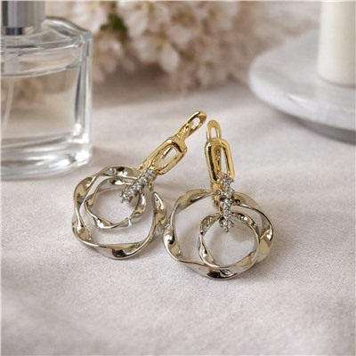 Серьги ювелирная бижутерия Итальянское золото (покрытие желтое 14к), вставка: фианиты, цвет: прозрачный, арт.007.345