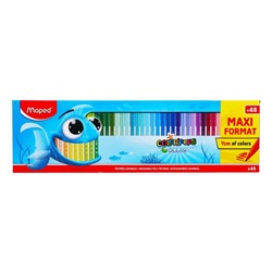 Фломастеры 48 цветов Maped COLOR'PEPS OCEAN, с заблокированным пишущим узлом, суперсмываемые, в картонной коробке