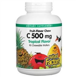 Natural Factors, Vitamin C, Tropical , 500 mg , 90 Chewable Wafers