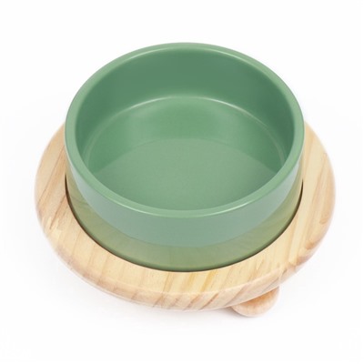 Миска керамическая на подставке 450 мл 13×5 см, серо-зелёная