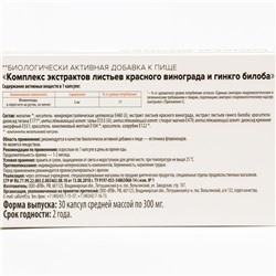 Гинкго билоба и красный виноград Здравсити, 30 капсул по 300 мг