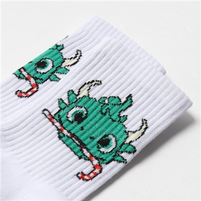 Носки детские «Новогодний дракон», белые, размер 20 (32-34 см)