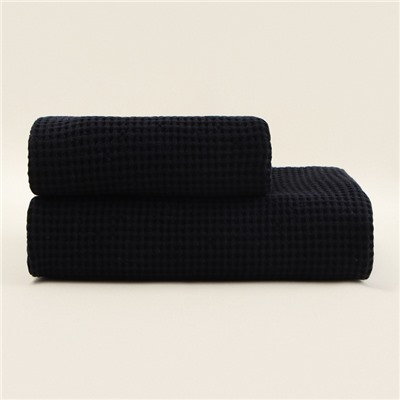 Полотенце вафельное SL HOME: Linen «Дарк Маре», 40×70 см, чёрное