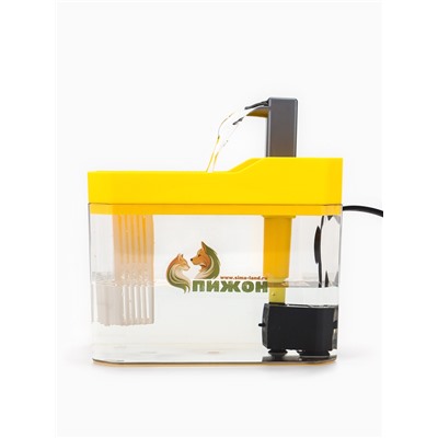 Фонтан для кошек и собак «Пижон», 1.5 л, 16.5×11.5×12 см, евророзетка, жёлтый
