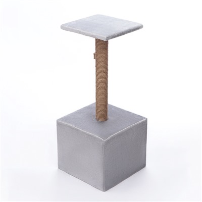 Домик для кошек с когтеточкой «Куб», с площадкой и игрушкой, 35×30×85 см, микс цветов