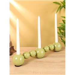 Подсвечник на 3 свечи «Бусы», с 7 сферами, 44×8×8 см, оливковый