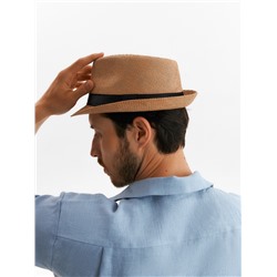 Шляпа мужская MINAKU «Плетеная», размер 58, бежевая