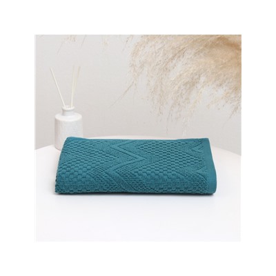 Полотенце махровое «Узор», цвет изумрудный, 70×130 см, хлопок, 450 г/м²