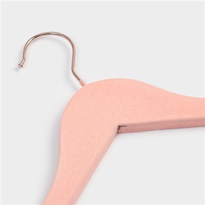 Плечики - вешалки для одежды LaDо́m Rose Gold, 44.5×1.2×23 см, 2 шт., с перекладиной, покрытие вельвет, широкие плечики, розовые