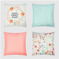 Набор декоративных наволочек «Flowers» - 4 шт., 40×40 см, велюр