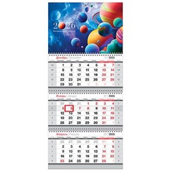 Календарь квартальный 2026г. 3 спирали "Планеты" c бегунком 380938 BG