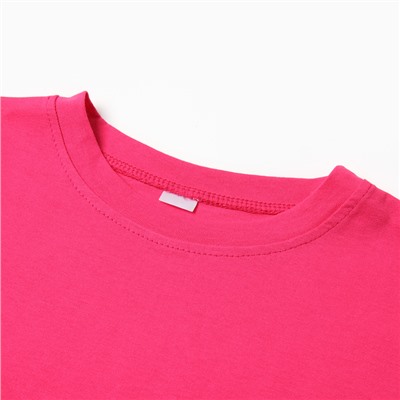 Футболка для девочки со спущенным плечом, цвет фуксия, рост 104 см