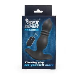 Черный анальный вибромассажер Sex Expert - 14,7 см.