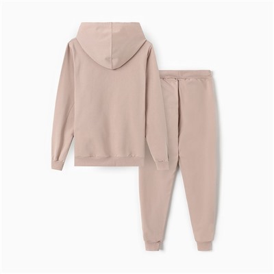 Костюм с начёсом женский (толстовка, брюки) Tusi, размер 44, бежевый