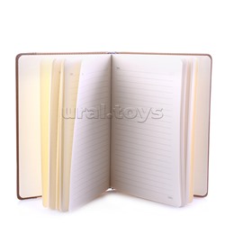 Блокнот 205х143мм, искусст. кожа 160л, светло-коричневый/коричневый