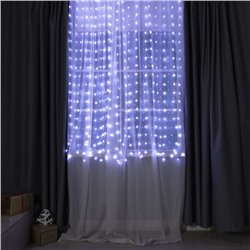 УЦЕНКА Умная гирлянда «Занавес», 2×2 м, IP20, 400 LED, USB, приложение, серебристая нить, свечение RGB