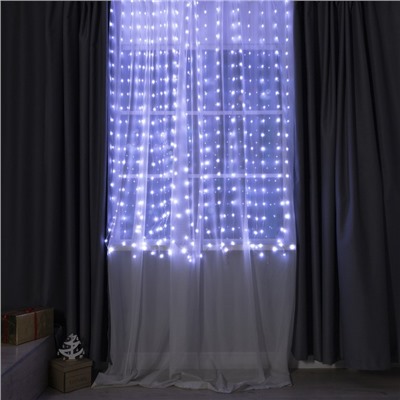 УЦЕНКА Умная гирлянда «Занавес», 2×2 м, IP20, 400 LED, USB, приложение, серебристая нить, свечение RGB