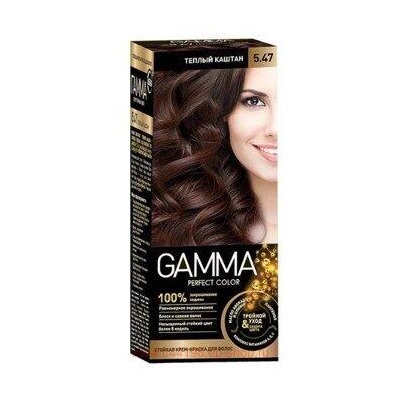 Gamma Perfect Color Стойкая Крем-Краска для волос тон 5.47 Теплый каштан с окислителем кремом 6% 50 мл