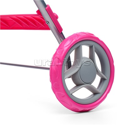 Коляска для кукол, металлическая, складная, прогулочная, с тентом, с корзиной, цвет розовые з