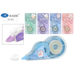 Корректор-лента 5 мм х 36 м "ЛАПКИ",в индивидуальной упаковке с европодвесом YS-703 Basir