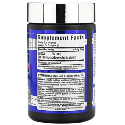 ALLMAX Nutrition, TUDCA, защитное средство для печени, 60 капсул