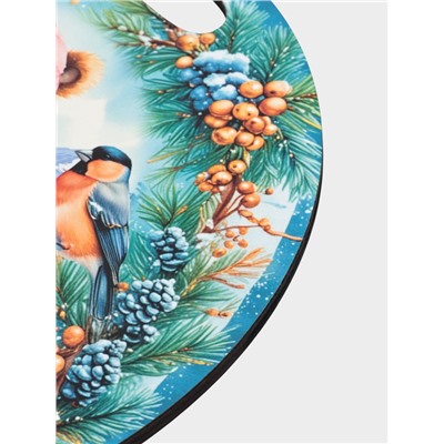 Доска разделочная сувенирная «Медведь.С новым годом», d=25.5 см, дерево, разноцветная