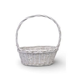 Корзина плетёная для хранения, лоза, белая, 35×25×14 см, высота с ручкой 43 см