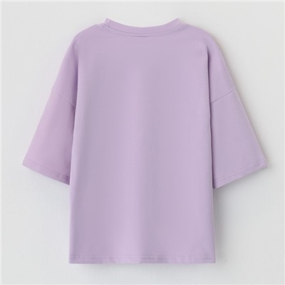 Футболка для девочки однотонная MINAKU: Basic Line, сиреневая, рост 98 см