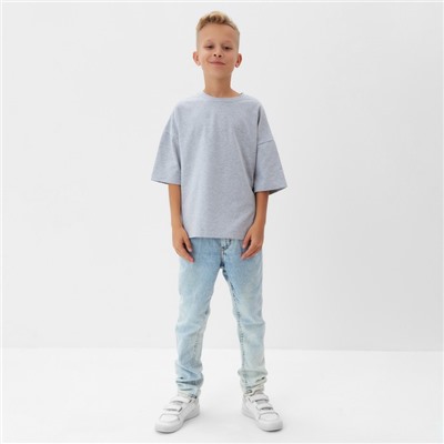 Футболка детская однотонная MINAKU: Basic Line, цвет серый меланж, однотонная, рост 116 см