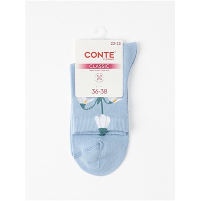 Классические CONTE CLASSIC Удлинённые носки женские из хлопка с пикотом «Подснежник»