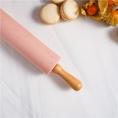 Скалка Доляна «Сахаринка», 30×4.3 см, силикон, рабочая часть 17 см, цвет розовый