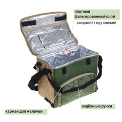 Термосумка «Арктика» на молнии, объём 10 л, с люком, зелёная