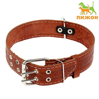 Ошейник кожаный однослойный, 73×4.5 см, ОШ 51-65 см, микс