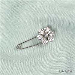 Брошь булавка Цветок 3,7 см / 59-29 /уп 3/12/ серебро