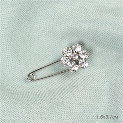 Брошь булавка Цветок 3,7 см / 59-29 /уп 3/12/ серебро