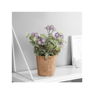 Искусственный цветок в горшке «Синеголовник экстра», 9×21 см, МИКС