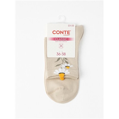 Классические CONTE CLASSIC Удлинённые носки женские из хлопка с пикотом «Ромашки»