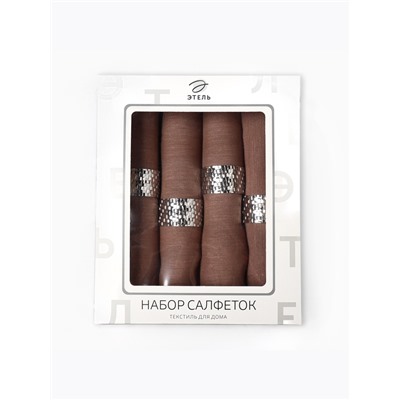 Набор салфеток с декоративными кольцами «Этель» Sand, 40×40 см - 4 шт., 100% лён