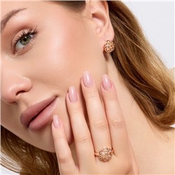 Комплект ювелирной бижутерии коллекция "Дубай" серьги и кольцо 18 р, покрытие позолота, вставка: фианиты, цвет: шампань, арт.313.209-18