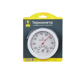 Термометр-гигрометр круглый, блистер, 12,5см, пластик, металл INBLOOM