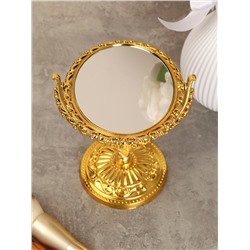Зеркало настольное ажурное двустороннее 20 см овал / YDW-01 /уп 72/золото